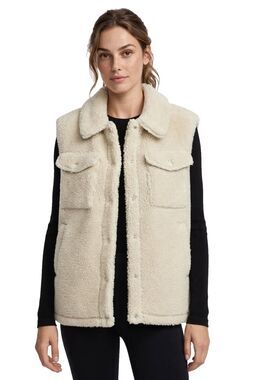 Calvin Klein Cream Teddy Sherpa Vest Size M Oversized Trucker Vest NWT